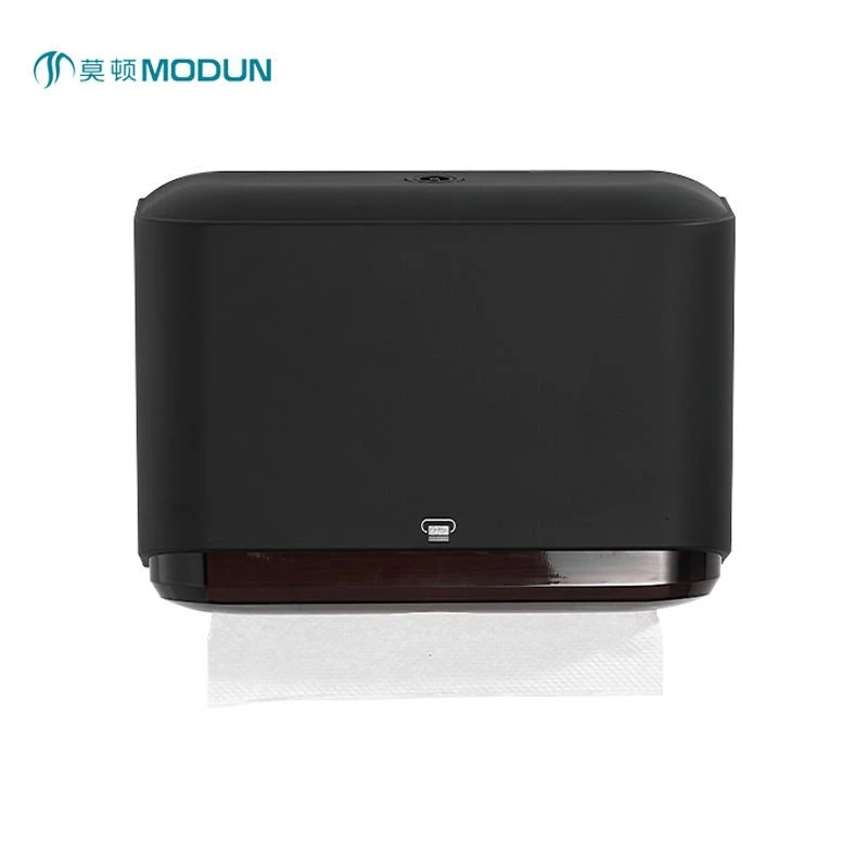 Dispensador de toallas de papel plegable en Z, moderno, negro, montado en la pared, caja de pa&ntilde;uelos de pl&aacute;stico cuadrada para el ba&ntilde;o del hogar o del Hotel 5859-B