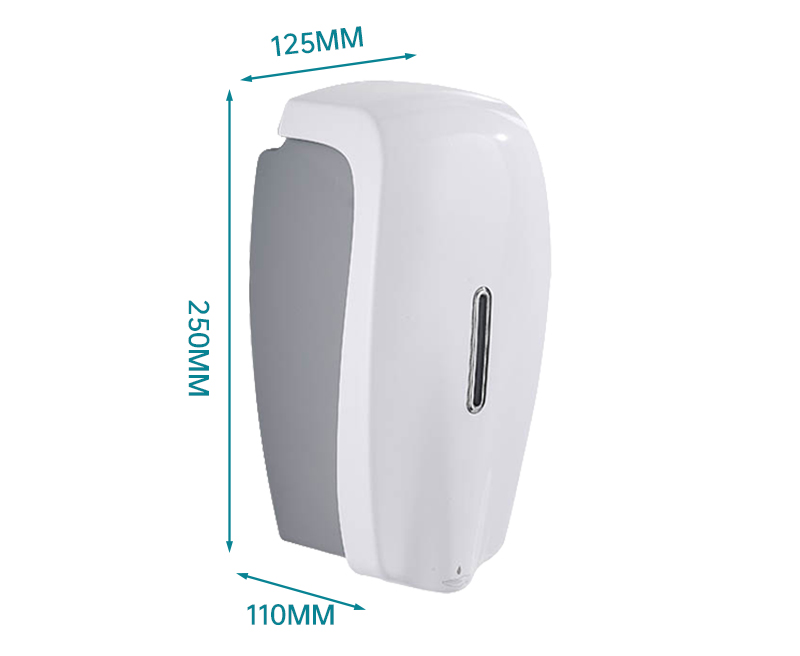 Dispensador de jabón líquido de manos de plástico para montaje en pared de hotel, diseño moderno, blanco/plateado, 1000ml, M-6206