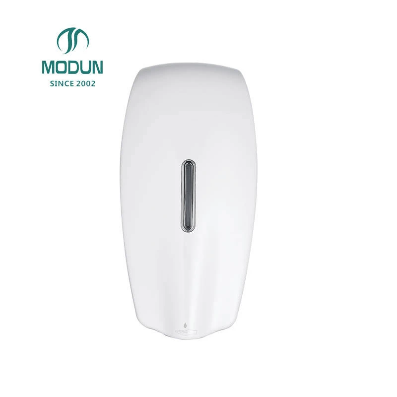 Dispensador de jab&oacute;n l&iacute;quido de manos de pl&aacute;stico para montaje en pared de hotel, dise&ntilde;o moderno, blanco/plateado, 1000ml, M-6206